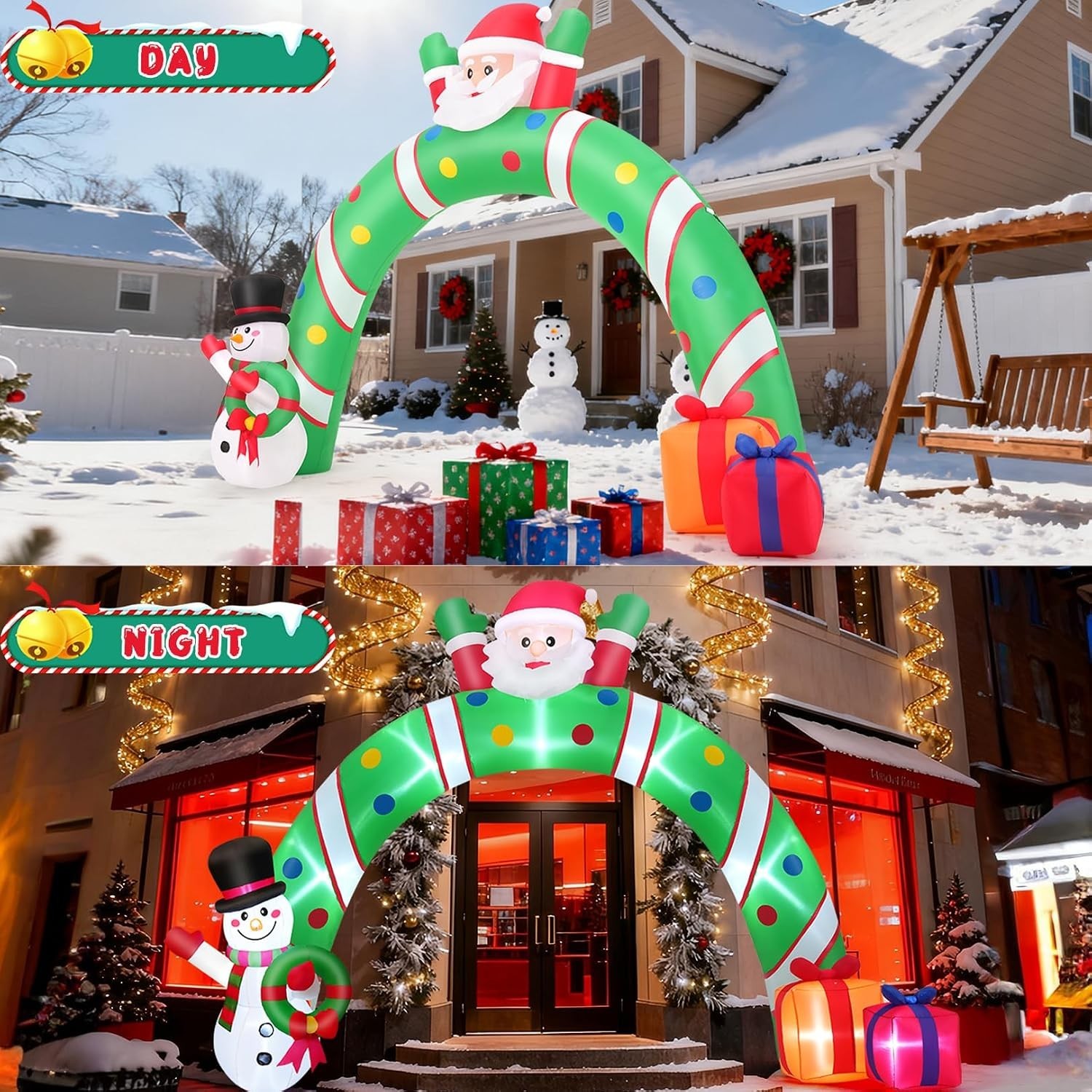 10.3Ft Christmas Inflatable Archway Outdoor Decoration, Blow up Giant Christm…