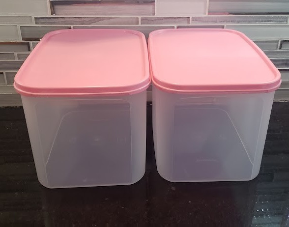 Tupperware Modular Mates GET 2 PINK Rectangular 4 CONTANERS HOLD 37 CUPS NEW