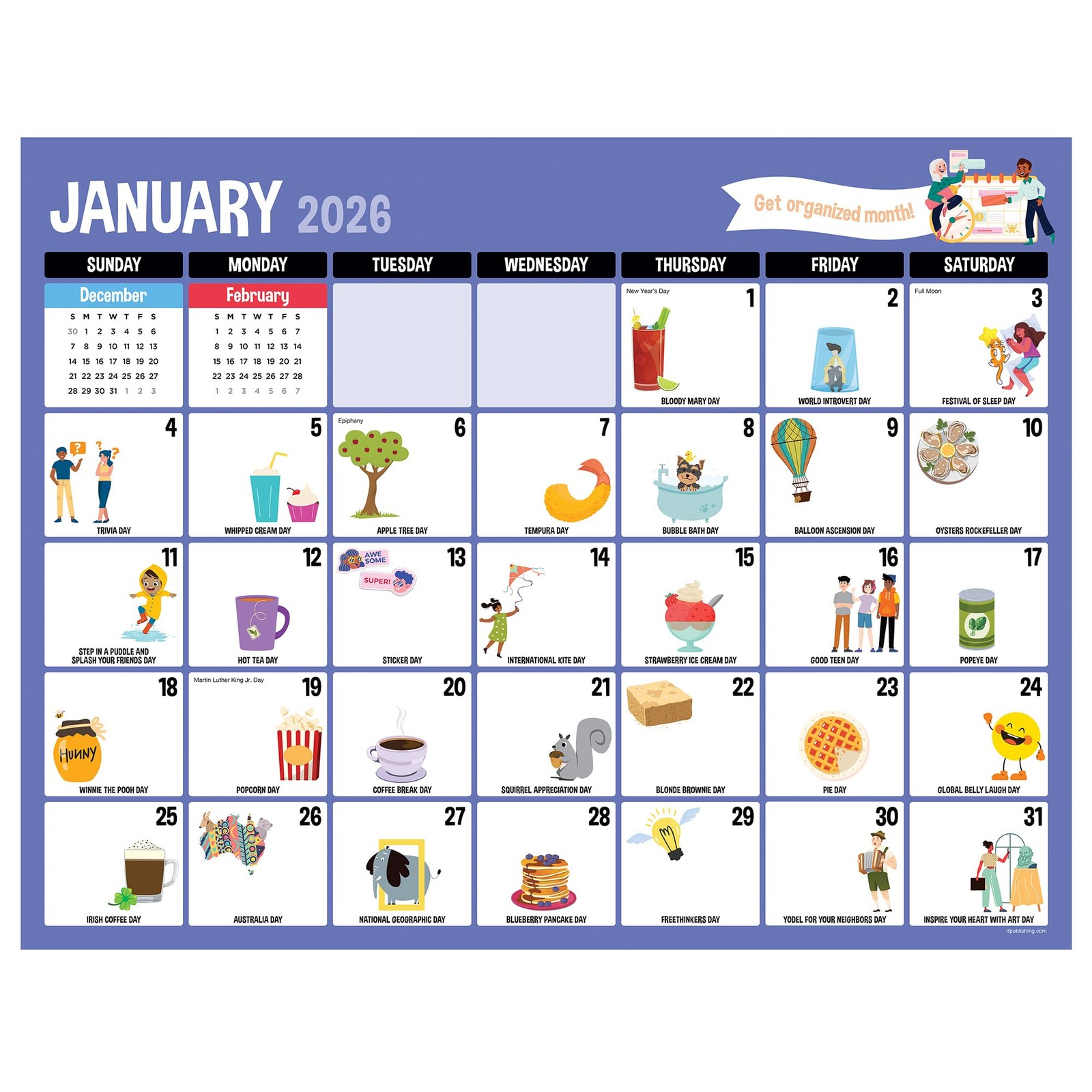 2026 Every Day’s A Holiday Medium Desk Pad Monthly Blotter Calendar – 12 Mont…