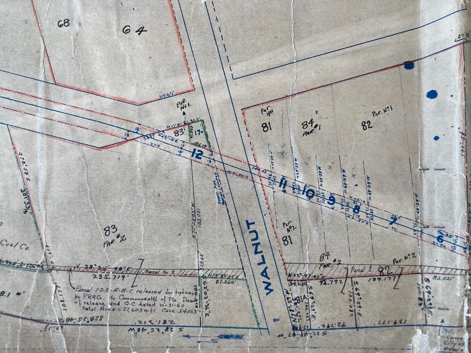 1906 PENNSYLVANIA RAILROAD MAP Philadelphia REAL ESTATE Land Owner history Deeds