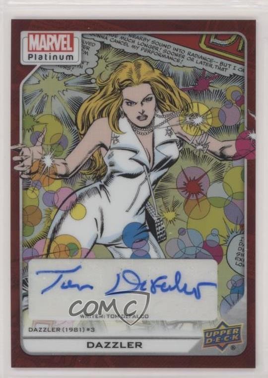 2023 Upper Deck Marvel Platinum Red Rainbow Artist Dazzler Tom DeFalco Auto 0kr0