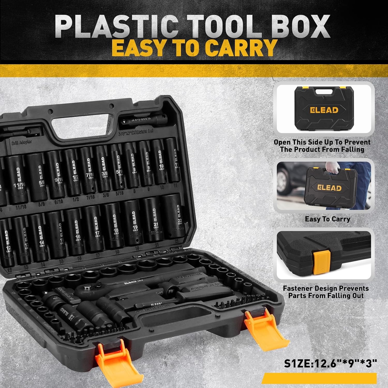 96pcs 3/8″ Drive Impact Socket Set SAE(5/16 to 3/4-Inch & Metric 8-22mm Socket