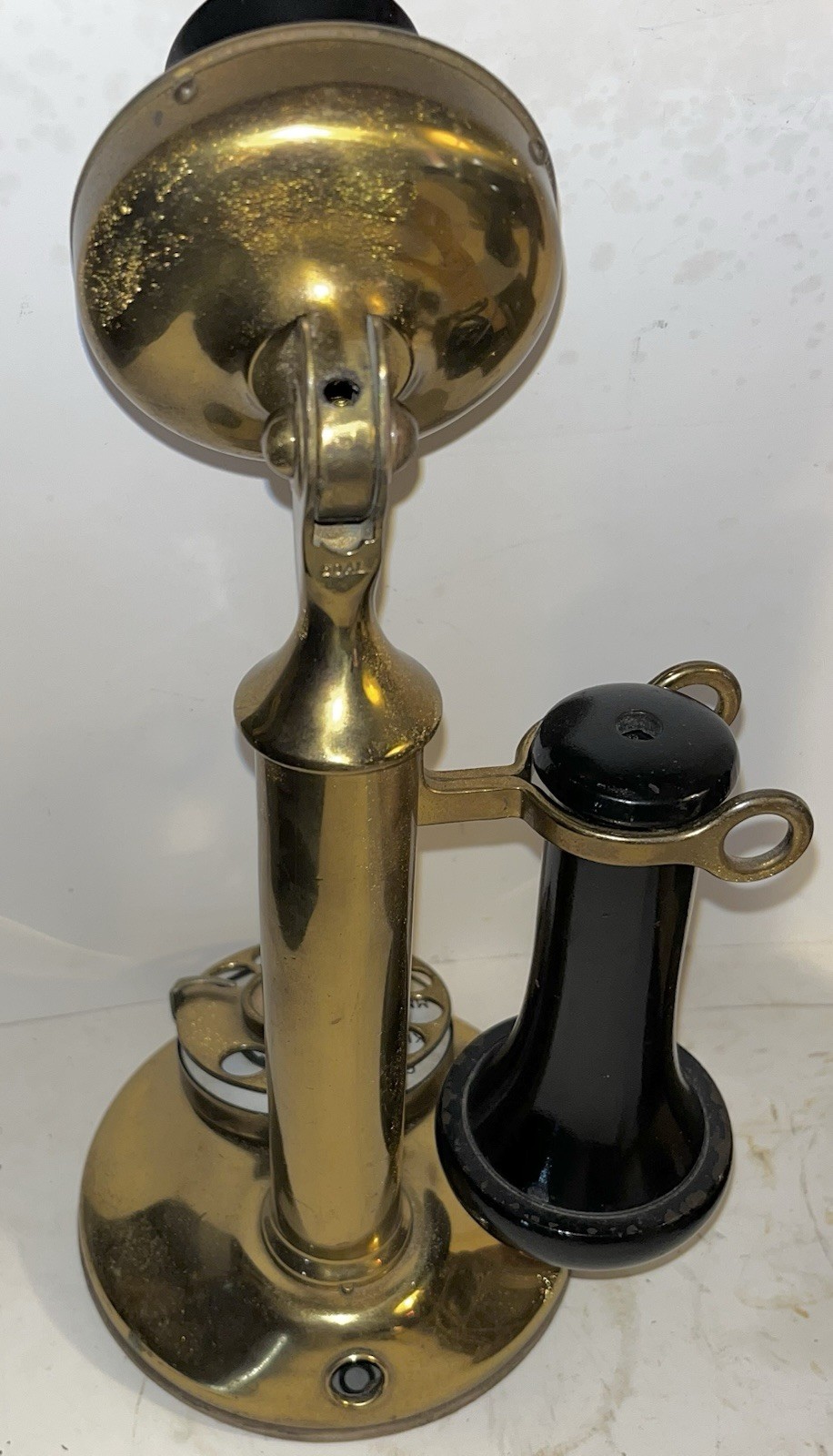 Antique Western Electric 1919 BRASS CANDLESTICK TELEPHONE ROTARY Dial Cord Nice