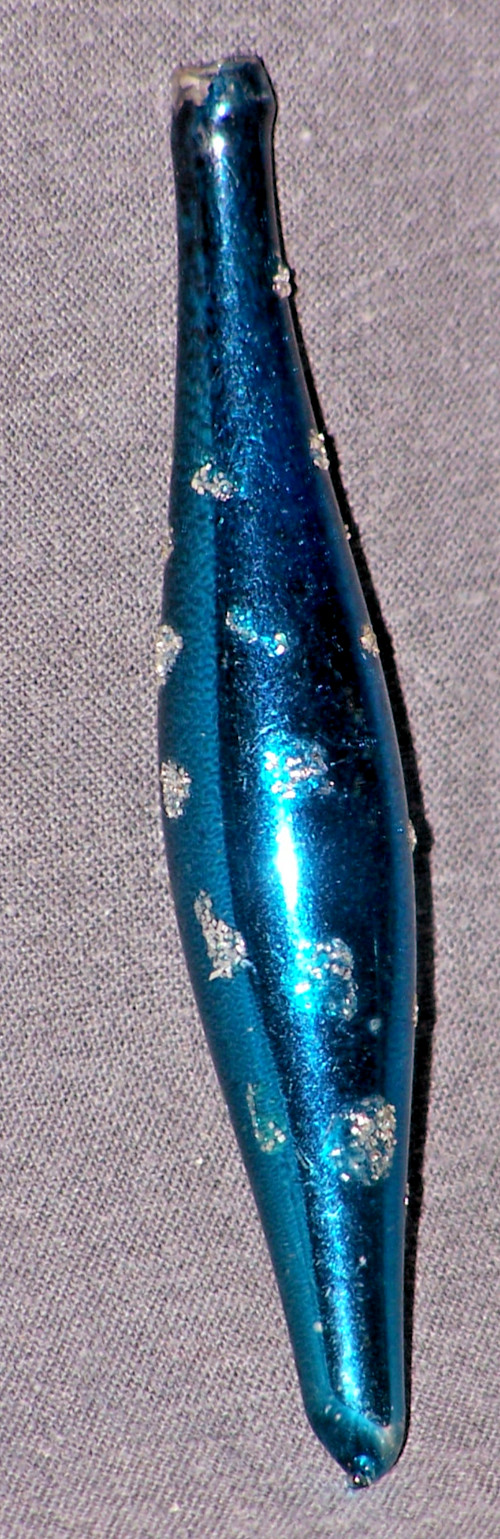 Vintage 3 3/4″ Blue Icicle Glass Christmas Ornament Shiney Brite