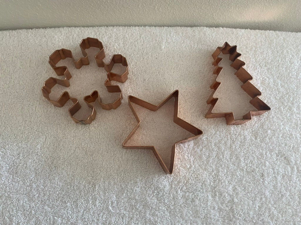 Set Of Christmas Solid COPPER Cookie Cutters Tree Star Snowflake