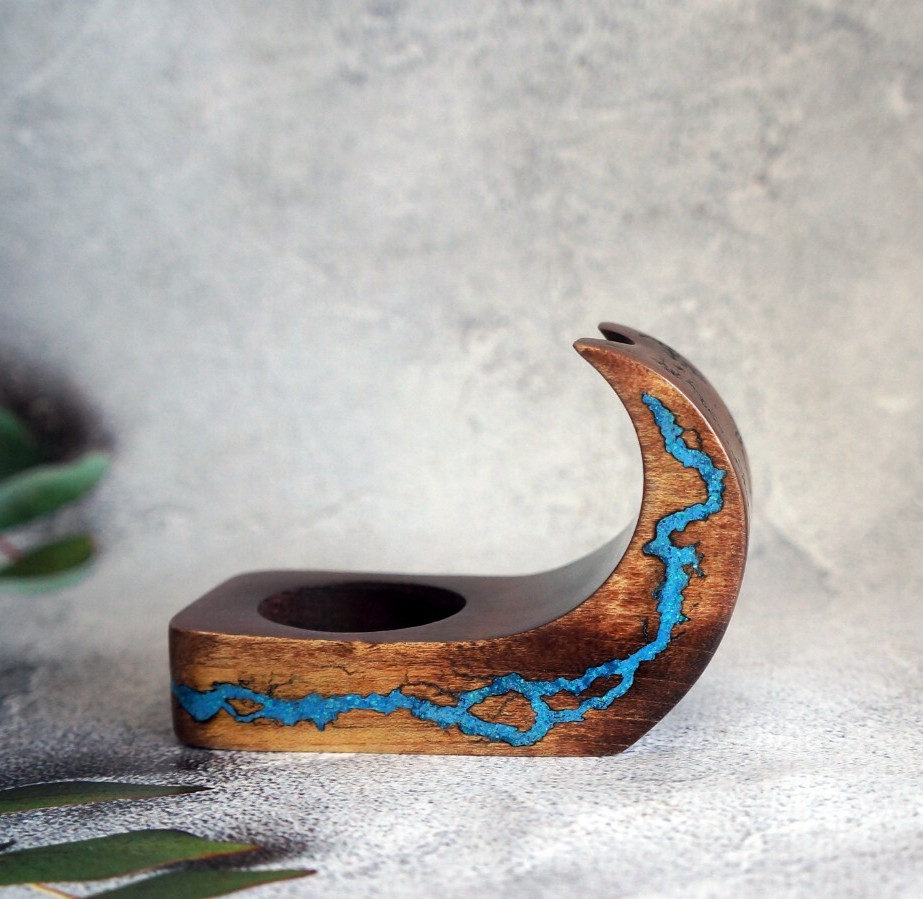 Handcrafted wooden tobacco pipe stand rack holder display for 1 smoking pipe