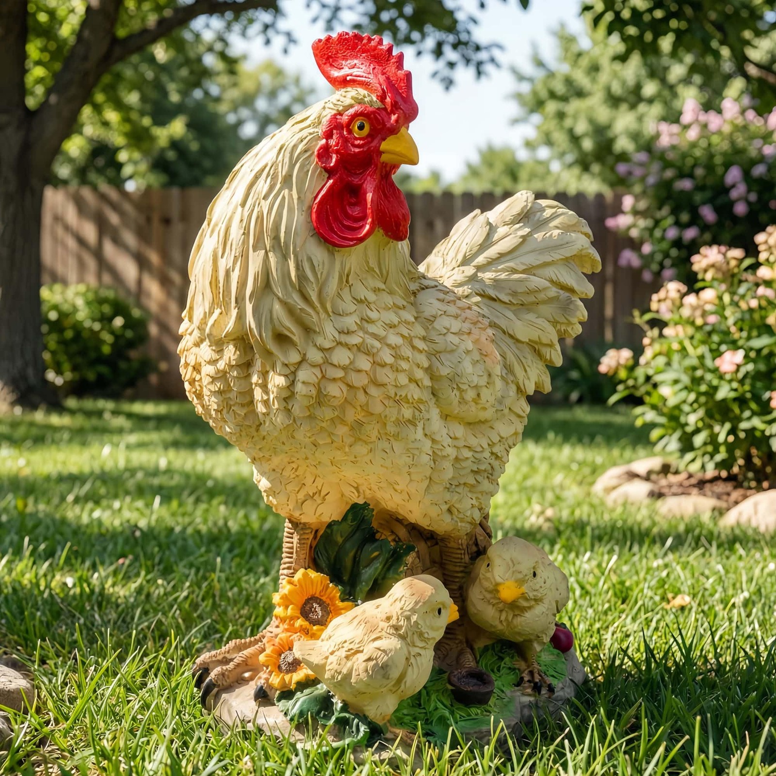 Euiroet 11.5″ Chicken Bird Statue – Rustic Home 11.42 inches, Red White