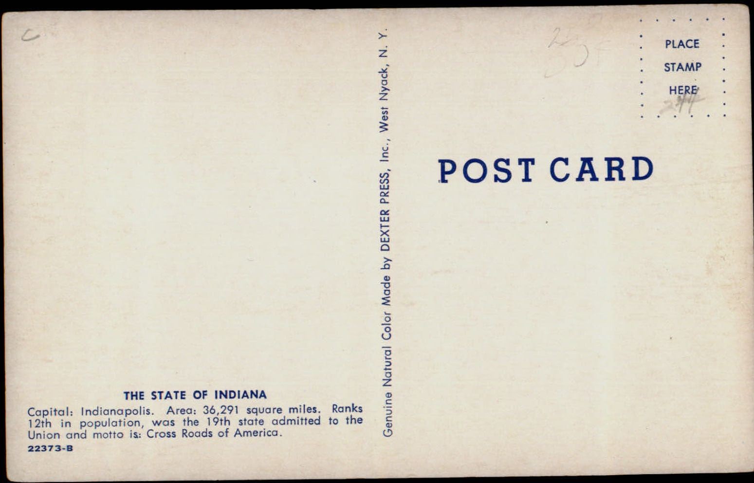Greetings From Indiana Map vintage postcard s167