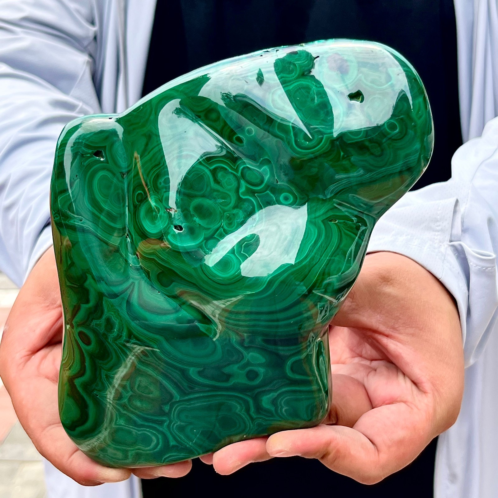 3.41LB Natural glossy Malachite transparent cluster rough mineral sample