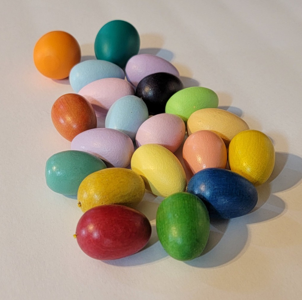 Lot of 20 Wood Hand Painted Matte Spring Vintage German Multicolor 1.5, 1.25 in
