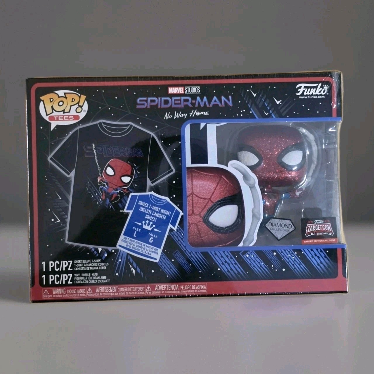 Spider-Man Funko Pop Marvel #1064 Diamond Targetcon Exclusive Large Tee 2023 New
