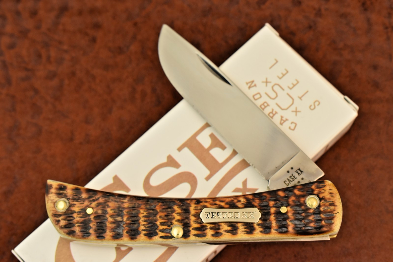 CASE XX USA TOASTED BURNT AMBER ROGERS BONE KNIFE SODBUSTER JR CARBON 2025 27358