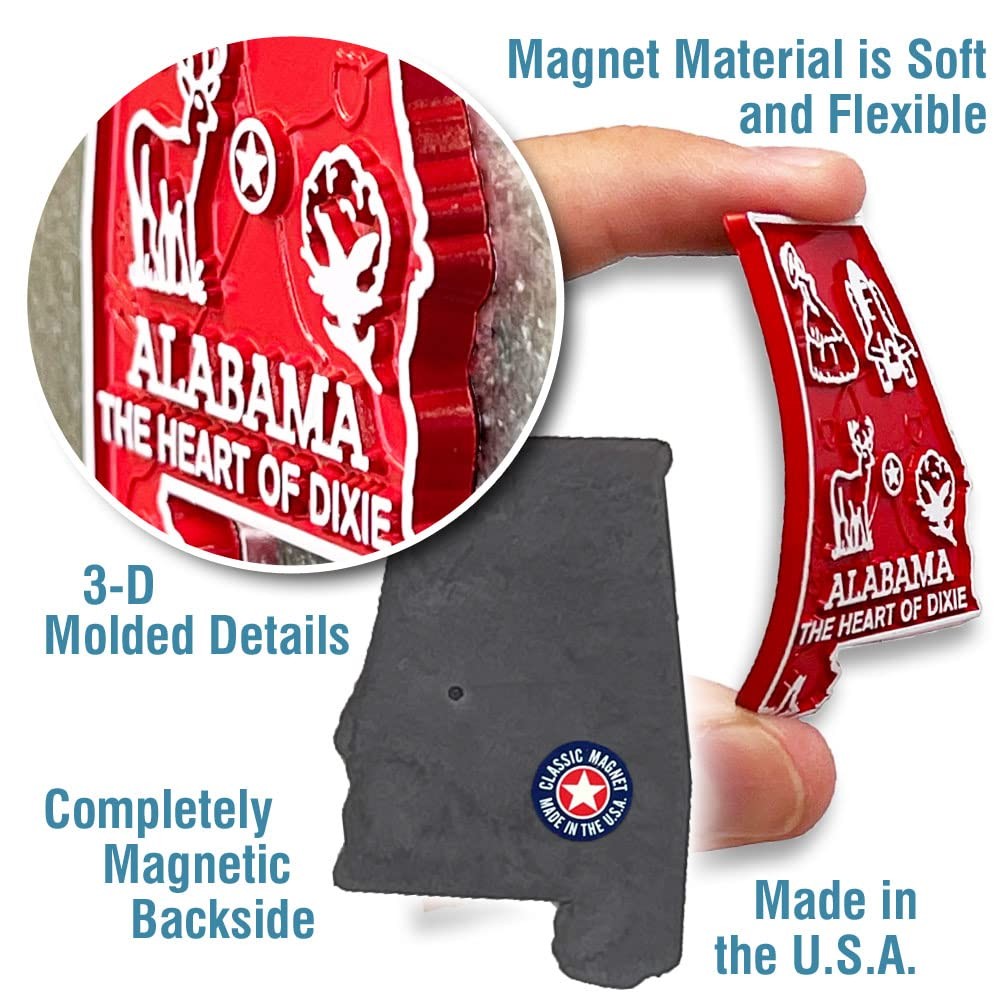 Original U.S. State Magnet Set by Classic Magnets, 3D Rubber zzzz-s, White