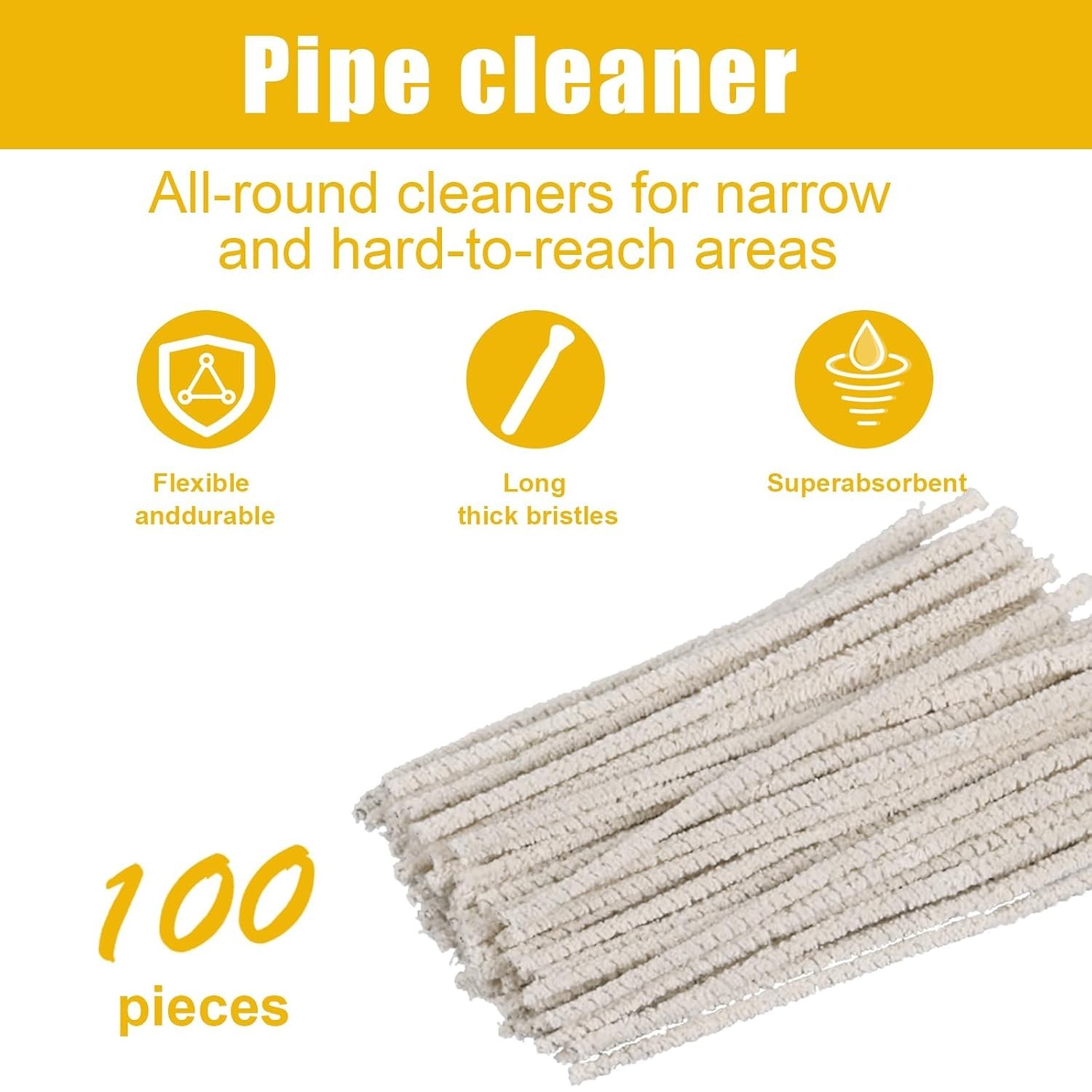 100 Pieces of 6-Inch Conical Pipe Cleaner, Made of Pure Cotton, Used for Remo…
