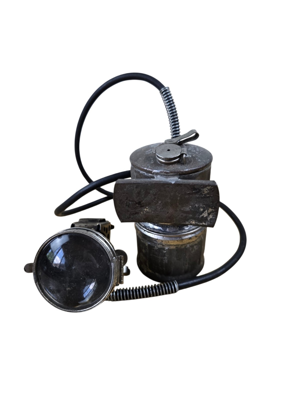 Antique 1922 Justrite No 50 Carbide Mine Lamp Separate Belt Generator Cap Light
