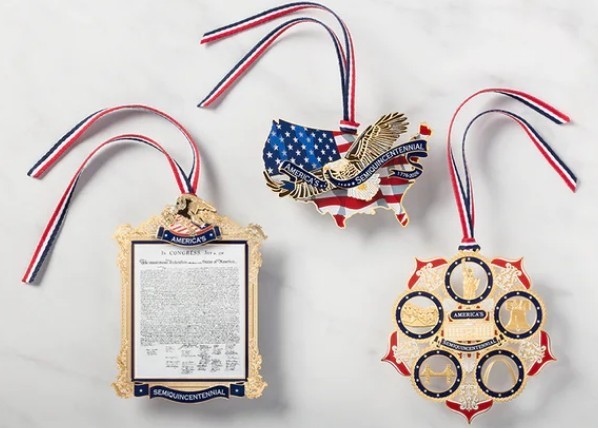 America’s 250th Anniversary Ornament Bundle – 3 Piece Commemorate Set