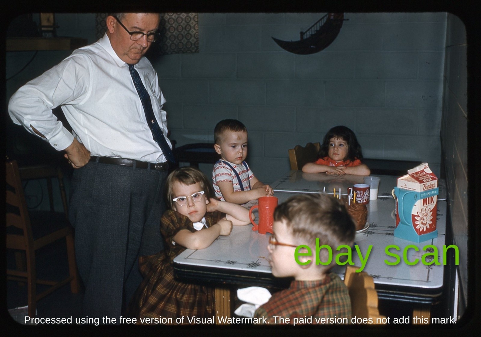 Original Slide – Kids birthday party – Borden’s cardboard Milk carton – 1960