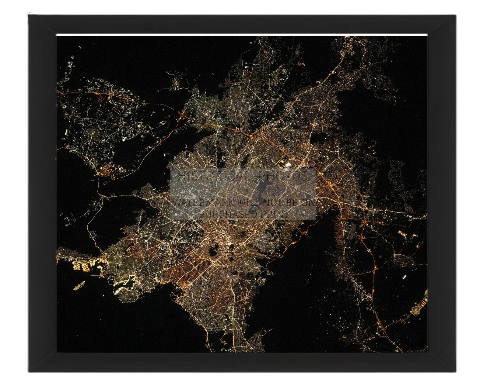 ATHENS GREECE NIGHTTIME CITYSCAPE FROM INTERNATIONAL SPACE STA 8X10 FRAMED PHOTO