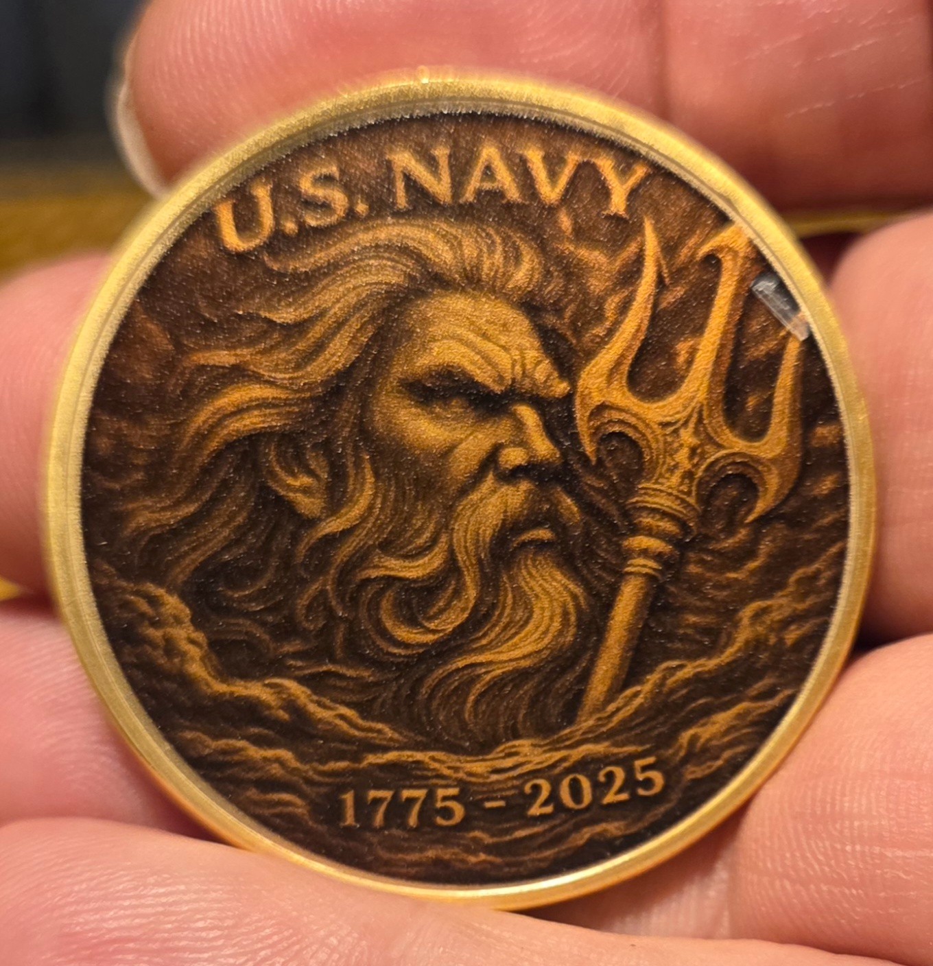 U.S. NAVY CHALLENGE COIN “NEPTUNE-FORGED BY THE SEA ” 250 YEAR COMMEMORATIVE