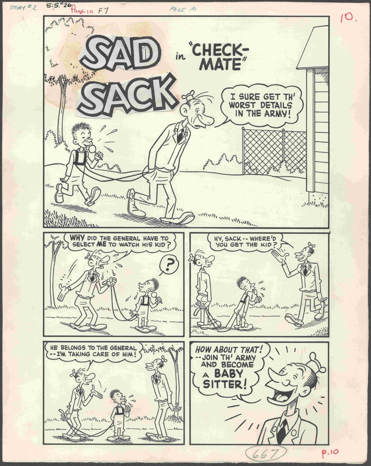 George Baker – Sad Sack #26 (1949 series) – story title page