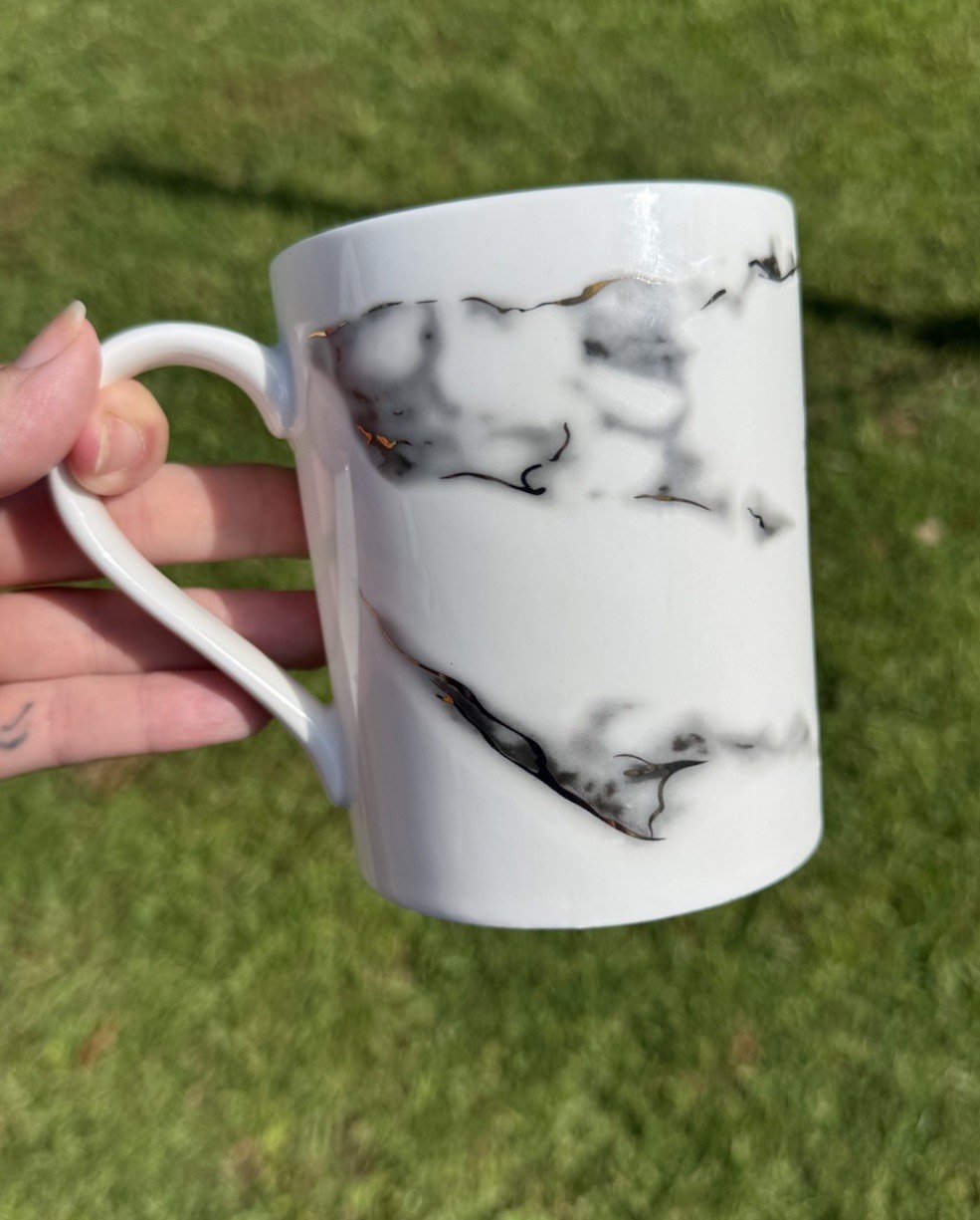 Maruggio Coffee Mug White Gray Gold Marble Design Porcelain Coffee Mug
