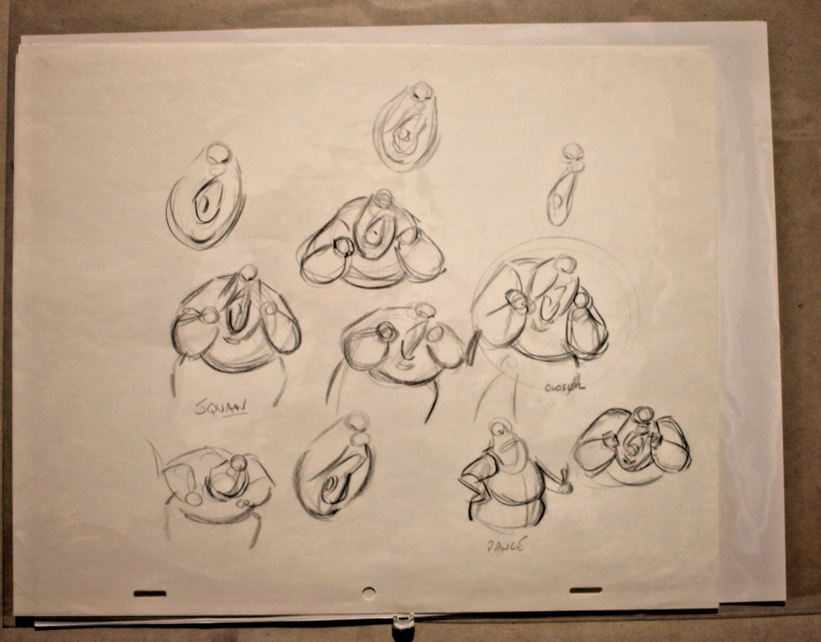 Lot of 2 VINTAGE DISNEY STUDIOS ANIMATION PRODUCTION DRAWINGS
