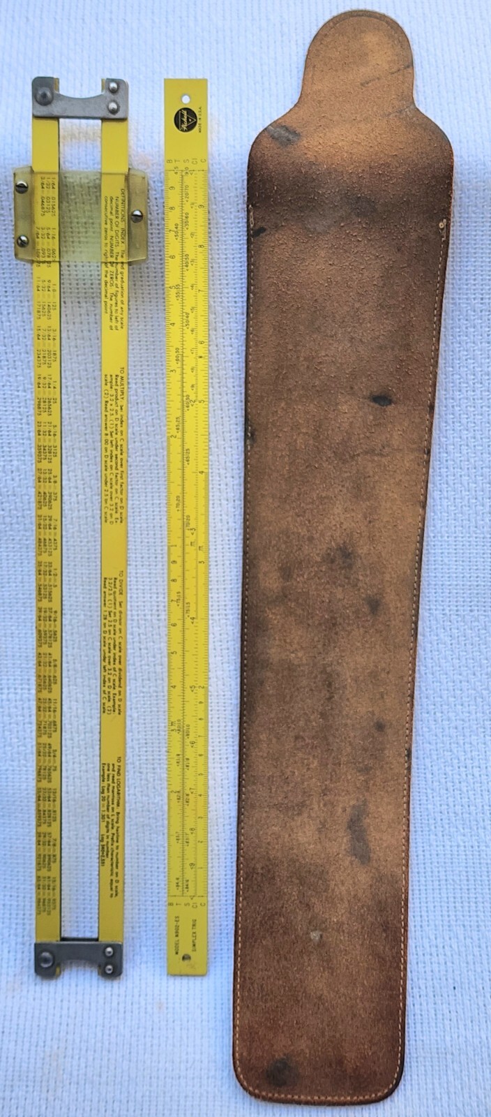 Vintage Aluminum Pickett Slide Rule N902-ES Simplex Trigonometry w/Suede Case