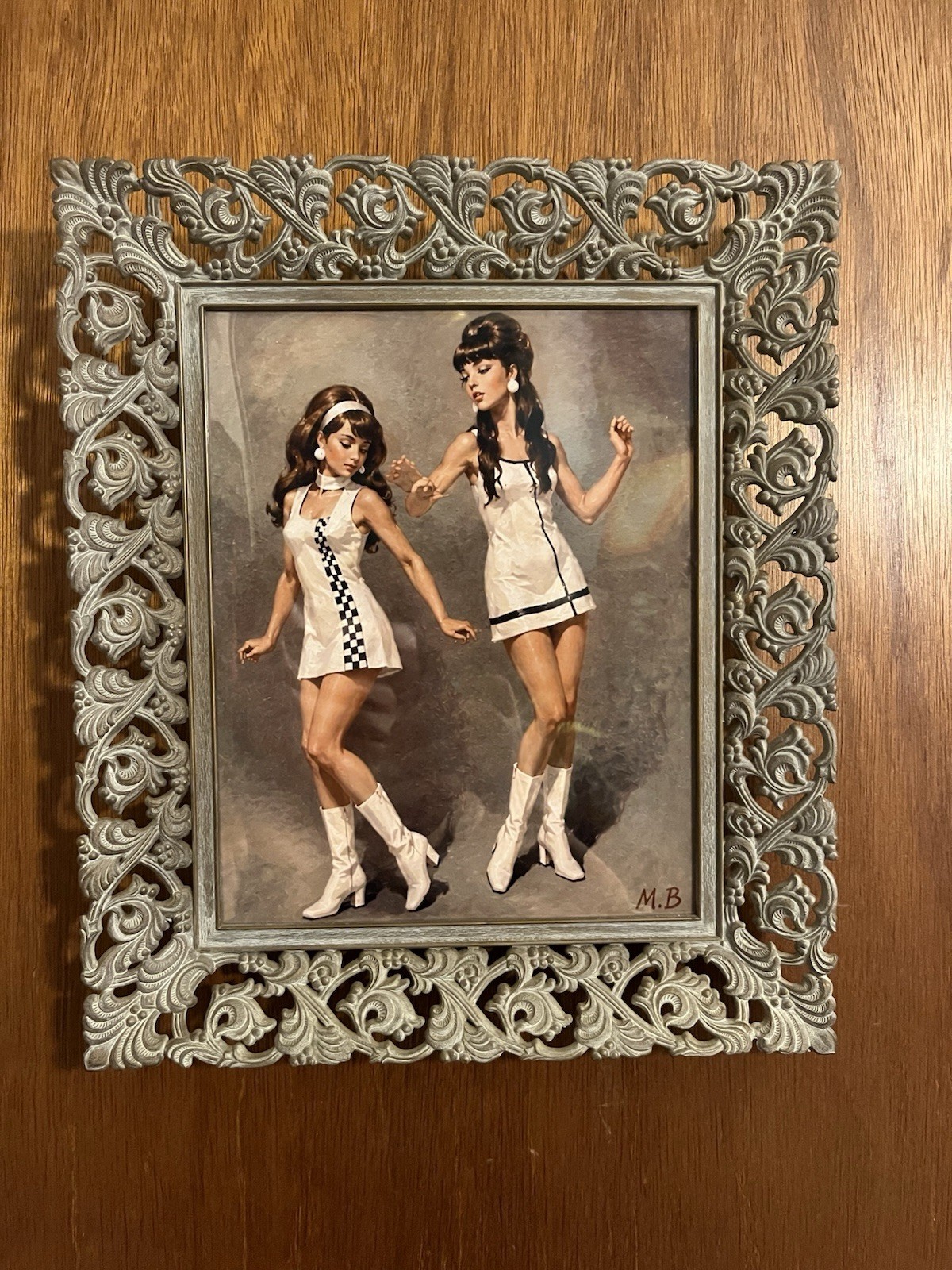VTG SYROCO Hollywood Regency FRAME Original MCM Style Mod Dancers Print 13×11