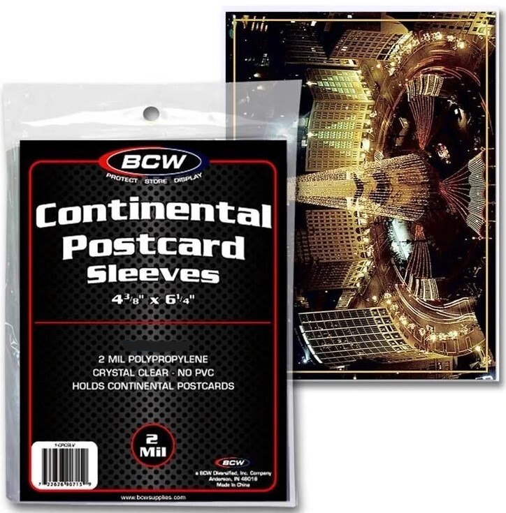 NEW (100 CT) BCW Continental Postcard / Picture Poly Soft Sleeves Holders