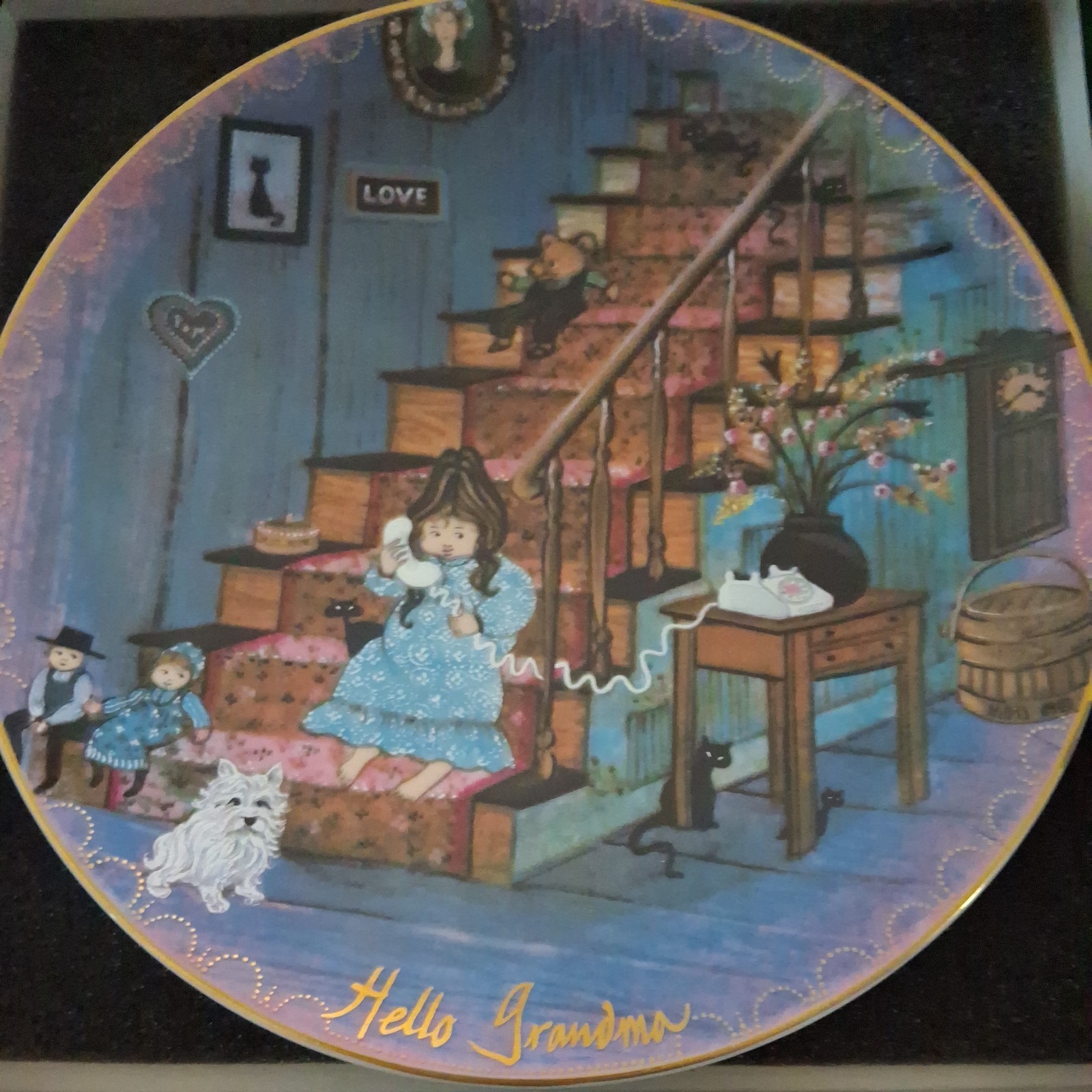 P. Buckley Moss 1989 Hello Grandma 7 3/4″ porcelain plate w/CoA Pre-Owned