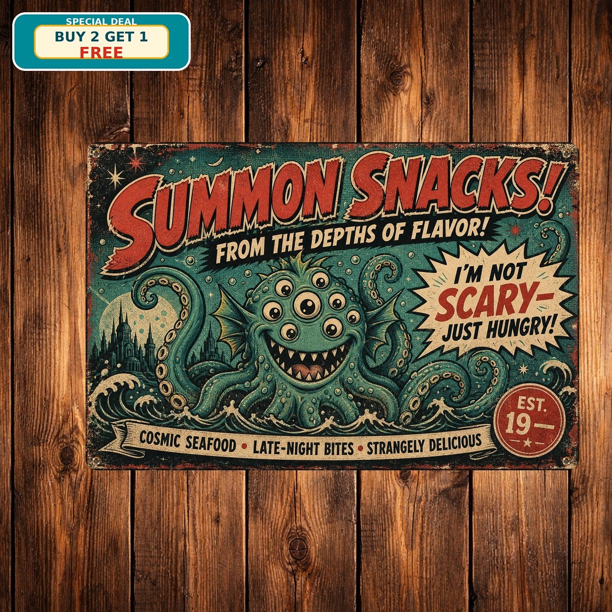 Cthulhu R’lyeh Theme Horror Fantasy Sci-Fi Retro Metal Tin Sign Plaque