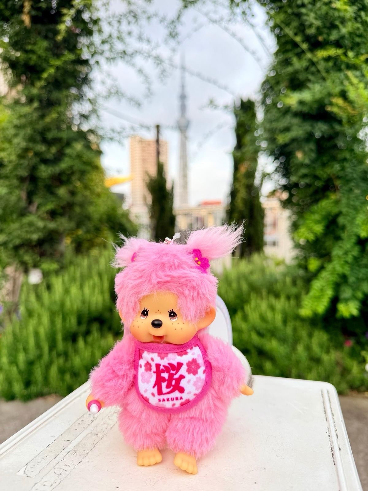 Sakura Monchhichi Keychain Girl Plush Japan Limited Sekiguchi NEW 1Peace