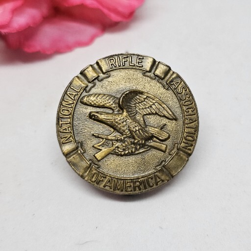 Vintage Brass Metal NRA National Rifle Association Pin Brooch 1.4″ Wide