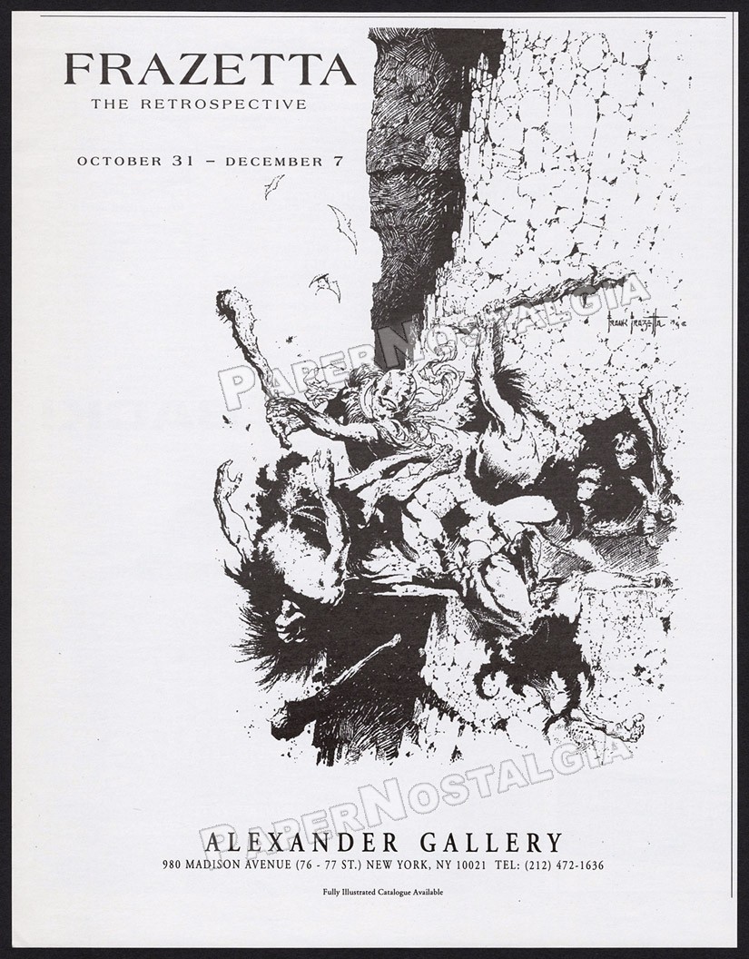 FRANK FRAZETTA – Original 1994 Trade AD / ADVERT – The Retrospective – Caveman