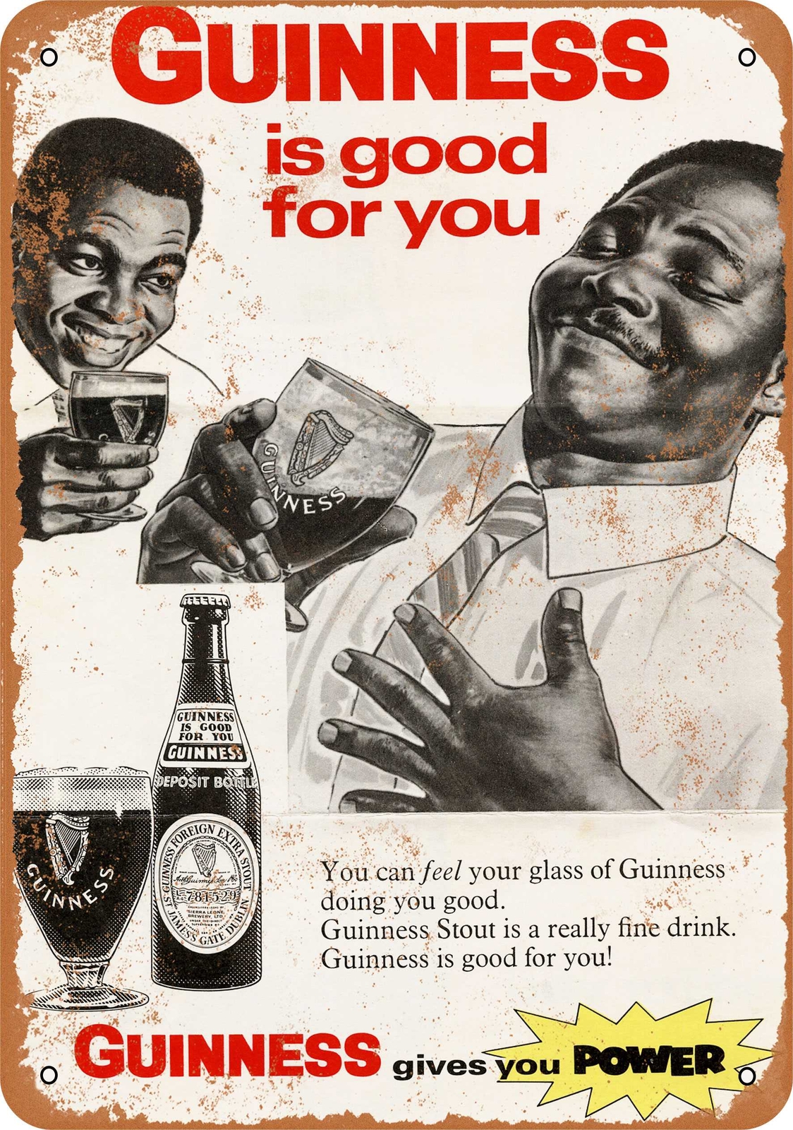 Metal Sign – 1968 Guinness Stout Beer – Vintage Look Reproduction