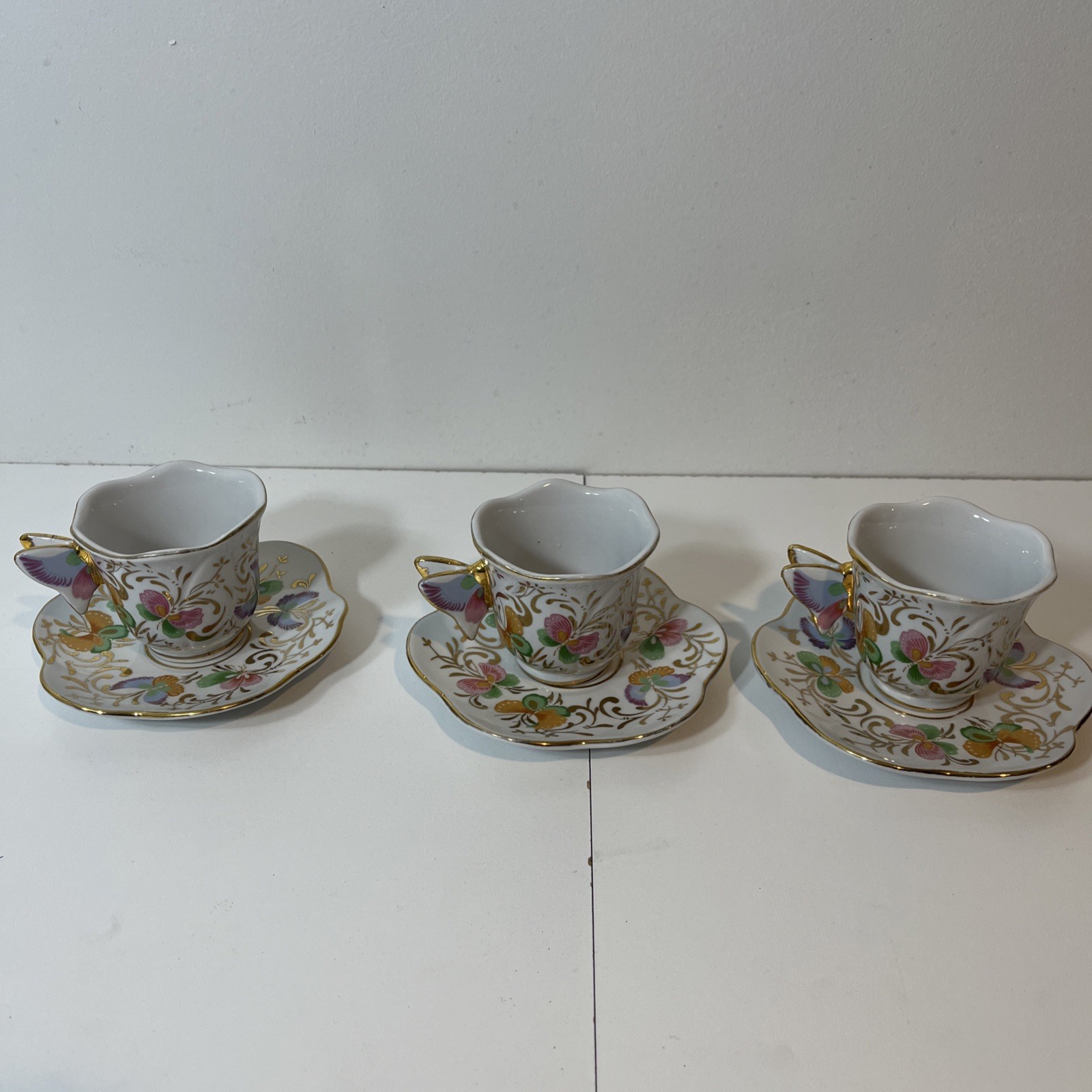 6pc Lot Formalities By Baum Bros (3) Demitasse Tea Cups & (3) Saucers Pre Owned