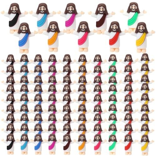 100 Pack Little Jesus Figures Loves You, Tiny Mini Jesus Figurines in Bulk NEW..