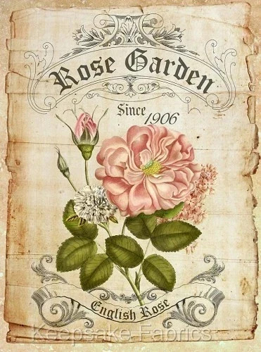 1906 English Rose Garden Reproduction Cotton Quilt Block Sewing Embellishment