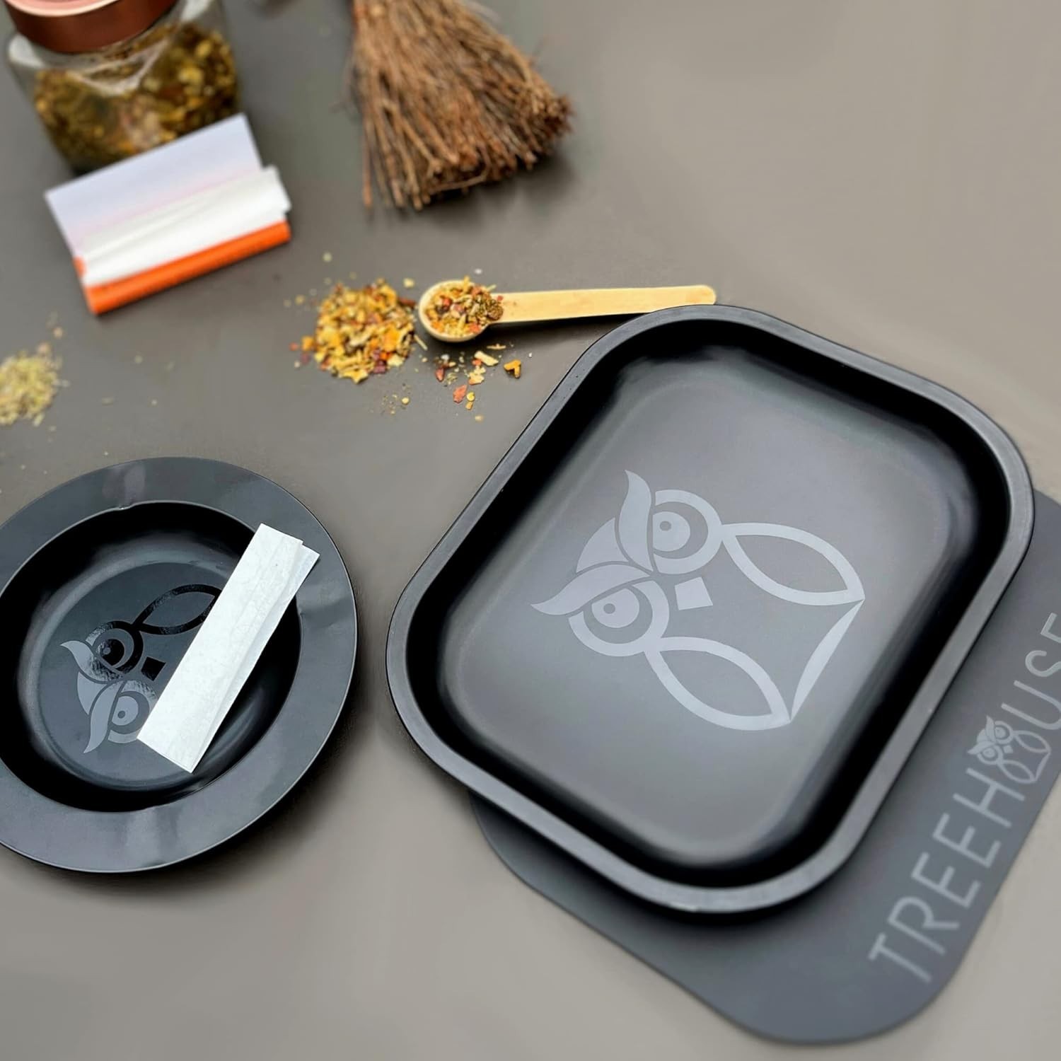 Black Rolling Tray Set with PVC Soft Magnetic Lid, Ashtray Included for Home …