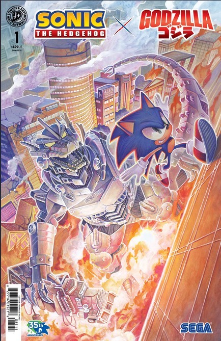 Sonic the Hedgehog x Godzilla #1 Natalie Haines 1:25 FOIL IDW Publishing