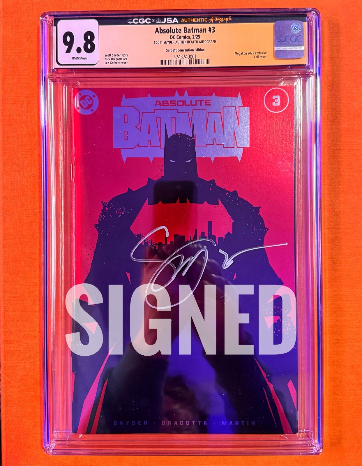 Absolute Batman #3 Lee Garbett Convention Edition CGC x JSA 9.8 Scott Snyder Sig