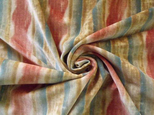 Lee Jofa La Mignarde Printed Stripe Velvet Cotton Red/Blue Uphol Fabri MSRP$294y