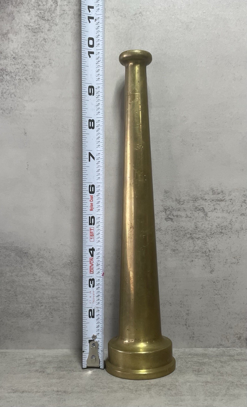 Vintage Brass Fire Hose Nozzle Tip 12in Straight Bore Fireman Decor