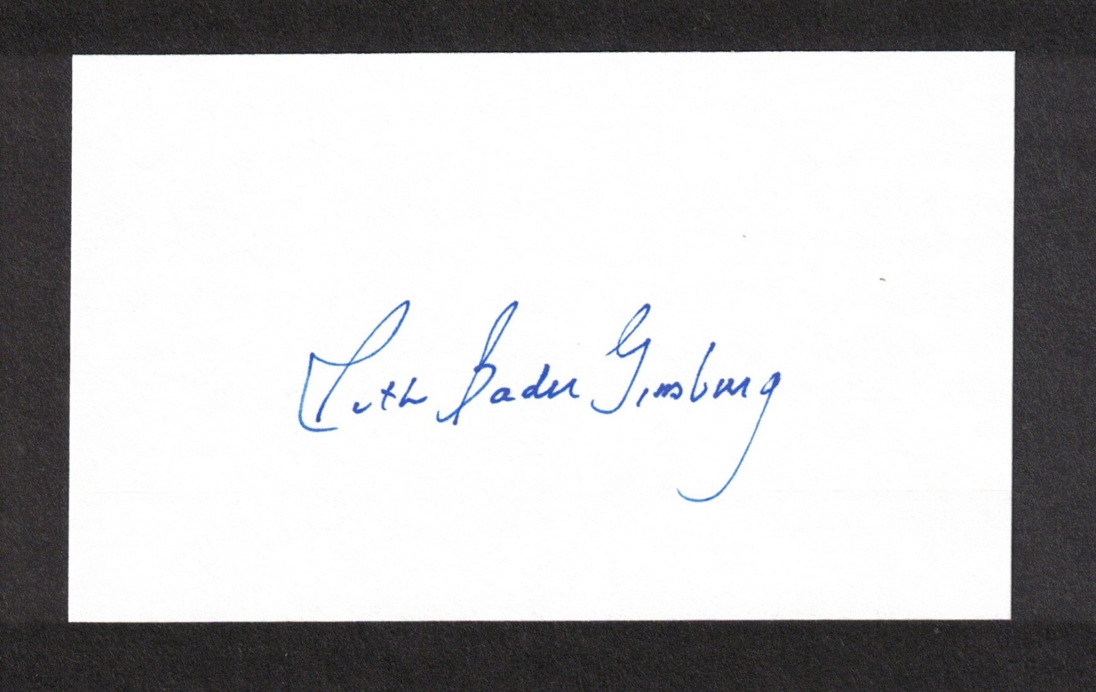 Ruth Bader Ginsburg U.S. Supreme Court Justice Original Signed 3×5 Index Card
