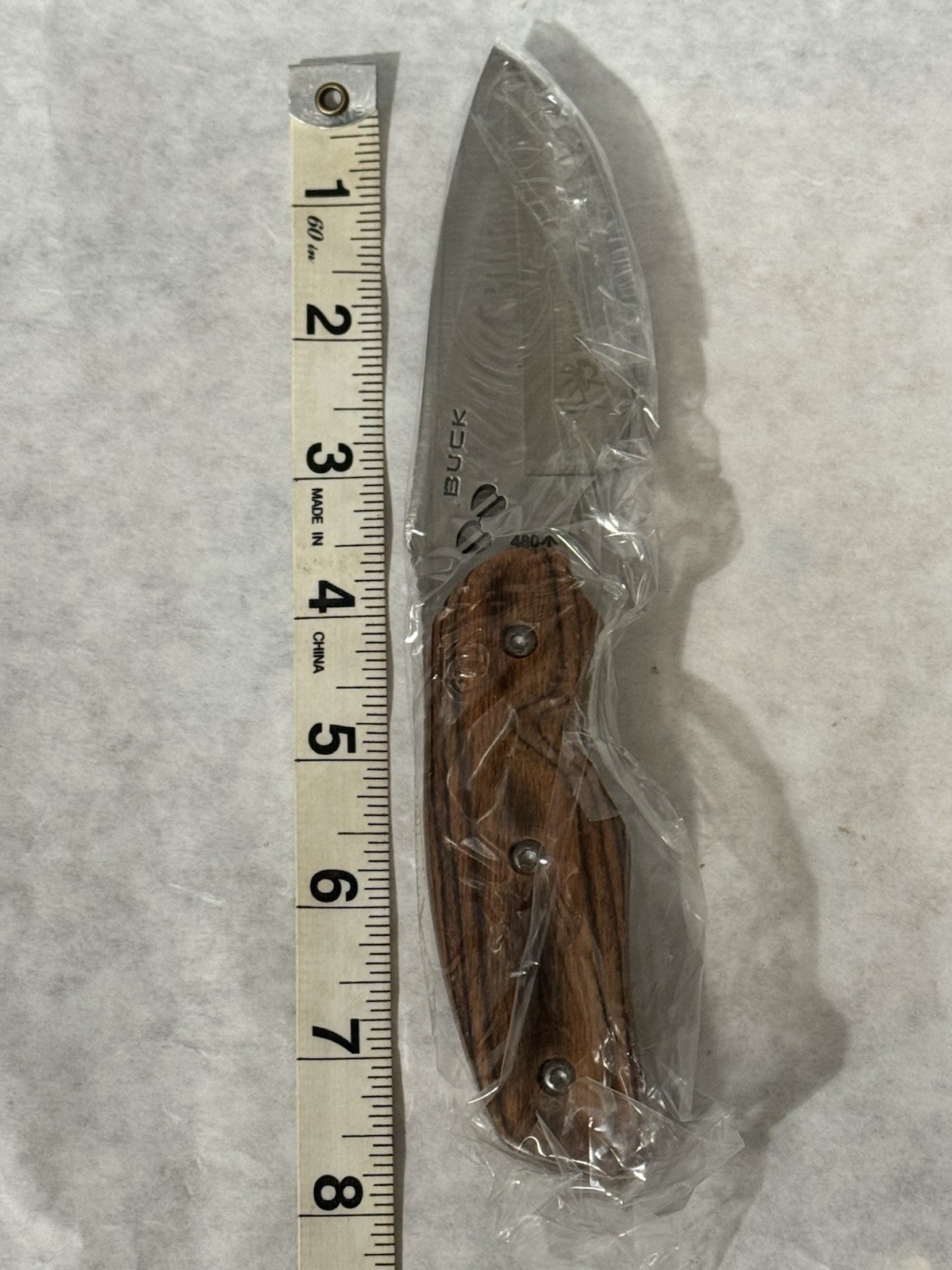 Buck hunting, camping knife. Stainless steel, solid wood handle, full-tang.