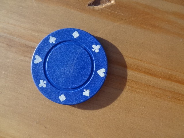 Poker Chips Black Red Blue White Striped with Holder Plastic Brown Heavy Chips