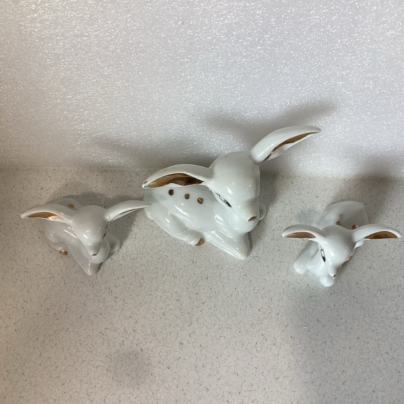 Vintage MCM Rossini Japan Kitsch Deer 1 Doe And 2 Fawns Porcelain Figurines