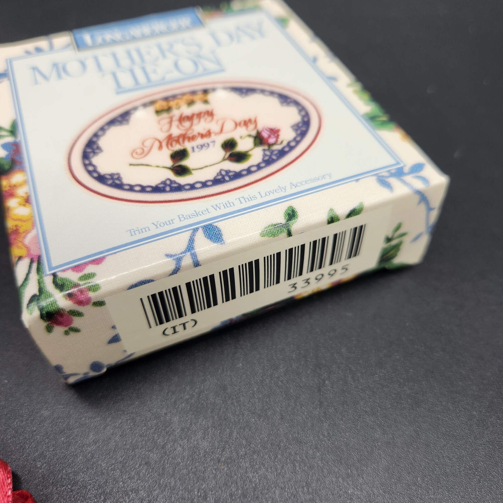 Longaberger 1997 Mother’s Day Pottery Oval Basket Tie On Rose #33995 w/ Box USA