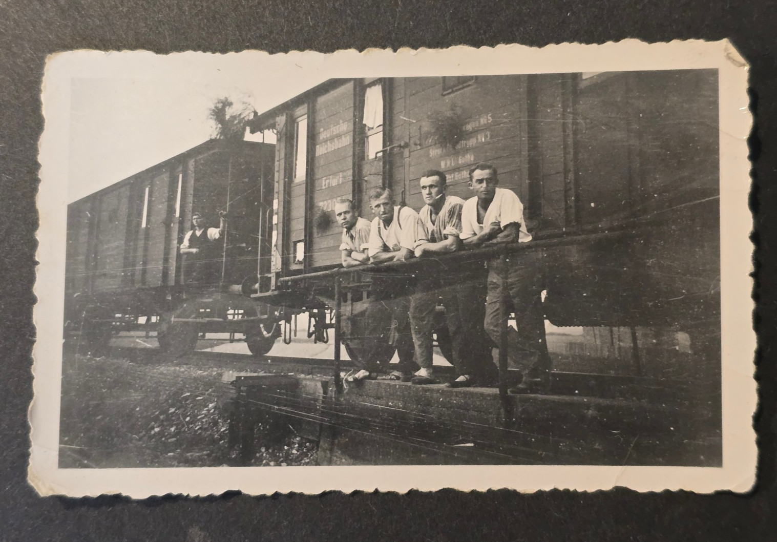 WWII German Soldiers Deutsche Reichsbahn Rail Transport Train Boxcar Photo 1942