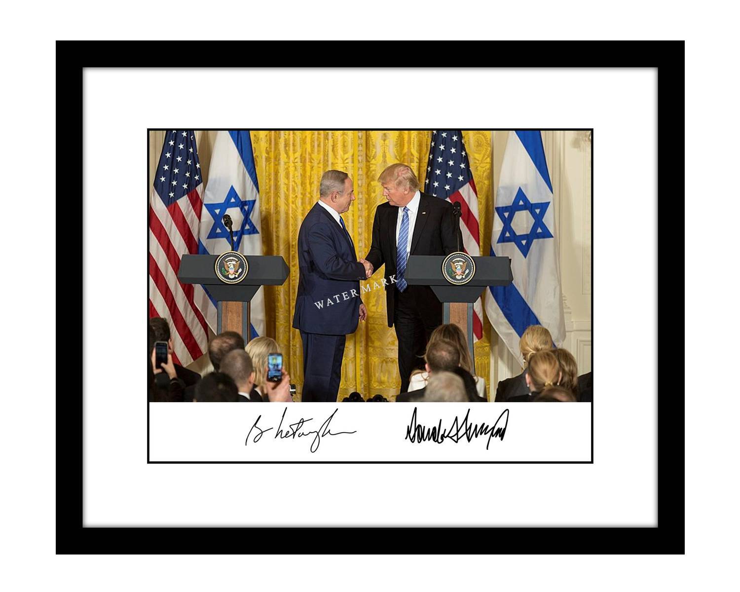 Donald Trump 8×10 Photo Print Benjamin Netanyahu Signed President Israel